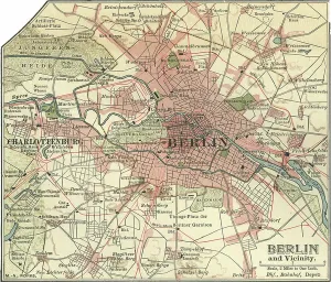 German City Maps Prints: Map of Berlin, c.1900 (engraving)