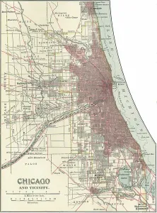 Navigational Equipment Art Prints: Map of Chicago, c.1900 (engraving)