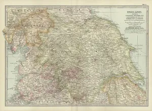 Vintage British Illustrations Prints: Map of England, c.1900 (engraving)