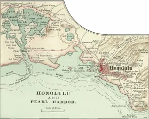 Antique Navigational Equipment Prints: Map of Honolulu, c.1900 (engraving)