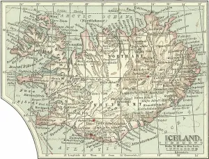 Map of Iceland, c.1900 (engraving) Print