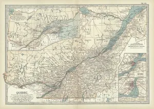 Canadian History Maps Prints: Map of Quebec, Canada, c.1900 (engraving)