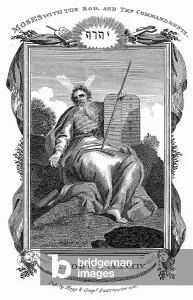 Ten Commandments Artwork Prints: Moses with the tablets inscribed with the Ten Commandments