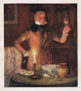 Victorian Engraving Prints: Mr Micawber in his element