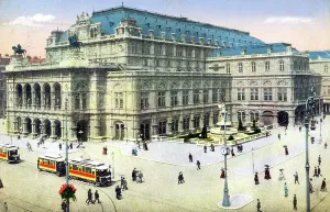 Historic Vienna Landmark Prints: the Opera in Vienna, postcard in 1918