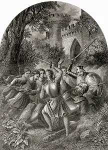 Pilgrims Progress Illustration Prints: Pilgrims attacking Giant Despair, 19th century (print)