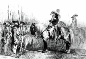 Historic Battle Scene Prints: royalist general and his troops at the time of the wars of the Vendee