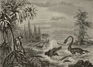 Ichthyosaurus Illustration Prints: Scene during Lower Oolite period