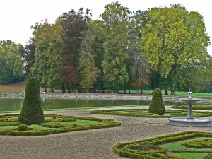 French Chateau Architecture Prints: A view of the Chateau: the gardens