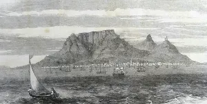 Table Mountain View Prints: A view of Table Bay and Table Mountain, 1860 (engraving)