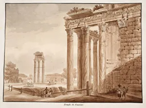 The Temple of Faustina, 1833 (etching with brown wash) The Temple of Faustina, 1833 (etching with brown wash)