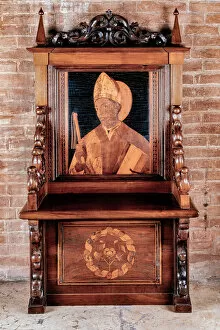Ambrose Collection: Throne depicting St. Ambrose (wood)