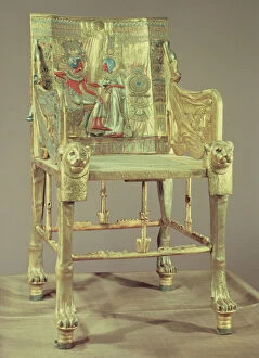 Images Dated 16th November 2005: The throne of Tutankhamun (c. 1370-52 BC) New Kingdom (gold-plated wood inlaid with