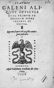 Titlepage to Claudi Galeni Aliquot opuscula nunc primum Venetorum opera inventa et Titlepage to Claudi Galeni Aliquot opuscula nunc primum Venetorum opera inventa et