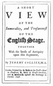 Titlepage to A Short View of the Immorality and Profaneness of the English Stage' Titlepage to A Short View of the Immorality and Profaneness of the English Stage'