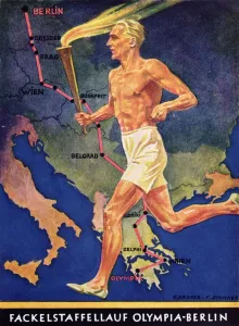 Torch Bearer at the Berlin Olympic Games, 1936 (colour litho) Torch Bearer at the Berlin Olympic Games, 1936 (colour litho)