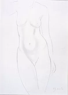 Eric Gill Collection: Torso (pencil on paper pasted on card)
