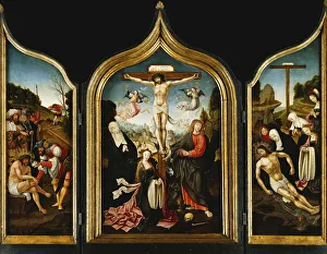 A Triptych: Christ on the Cross with the Virgin, the Magdalen, Saint John the Evangelist and Angels A Triptych: Christ on the Cross with the Virgin, the Magdalen, Saint John the Evangelist and Angels