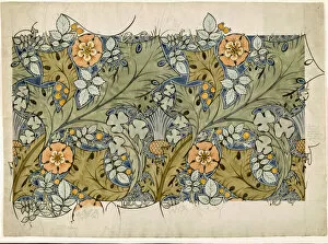 Textile Designs, Wallpaper, Endpapers & Marbled Paper Collection: Tudor roses, thistles and shamrock (w / c & pencil on paper)