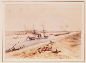 A Turkish Paddle Steamer Going Up the Suez Canal, from a souvenir album to commemorate A Turkish Paddle Steamer Going Up the Suez Canal, from a souvenir album to commemorate