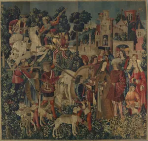 The Unicorn is Killed and Brought to the Castle, c.1500 (wool warp with wool, silk The Unicorn is Killed and Brought to the Castle, c.1500 (wool warp with wool, silk