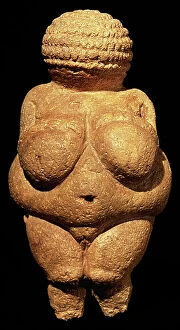 Palaeolithic Collection: The Venus of Willendorf, 30000-25000 BC (limestone coloured with red ochre)