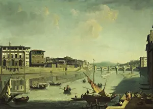 A View of the Arno with the Ponte alle Gracie, Florence, (oil on canvas) A View of the Arno with the Ponte alle Gracie, Florence, (oil on canvas)