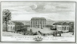 View of the Courtyard Facade of the Bellevue Castle, c.1750 (etching) (b/w photo) View of the Courtyard Facade of the Bellevue Castle, c.1750 (etching) (b/w photo)