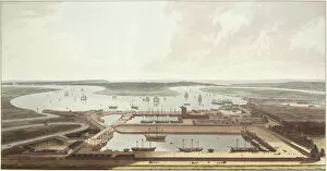 Images Dated 1st October 2007: View of the East India Docks, 1803 (aquatint)