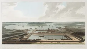 A View of the East India Docks, 1808 (engraving) A View of the East India Docks, 1808 (engraving)