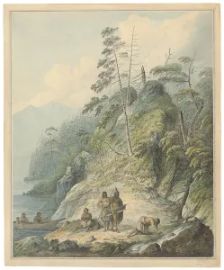 A View in Nootka Sound, 1784 (pencil, pen & ink & w/c on paper) A View in Nootka Sound, 1784 (pencil, pen & ink & w/c on paper)