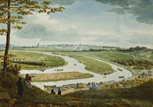 A View of Paris and the Seine from Saint-Cloud, (black chalk, pen and brown ink A View of Paris and the Seine from Saint-Cloud, (black chalk, pen and brown ink