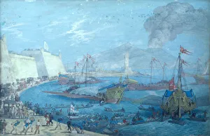 View of the Port of Naples (gouache on paper) View of the Port of Naples (gouache on paper)