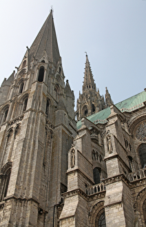 A view of the south tower with the north tower behind A view of the south tower with the north tower behind
