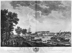 View of the Town and Port of Bayonne seen from the avenue of Bouflers near the gate of View of the Town and Port of Bayonne seen from the avenue of Bouflers near the gate of