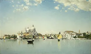 A View of Venice looking toward the Santa Maria Della Salute, (oil on canvas) A View of Venice looking toward the Santa Maria Della Salute, (oil on canvas)