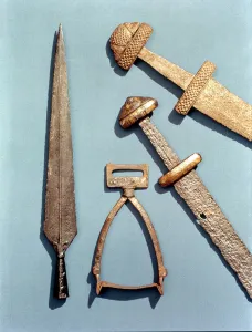 Viking swords, stirrup and spearhead (details) Viking swords, stirrup and spearhead (details)