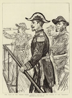 Admiral Gervais Collection: The visit of the French Fleet, Admiral Gervais on the Bridge of the 'Marengo'(litho)