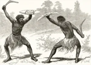 A Waddy Fight, from Australian Pictures by Howard Willoughby, published A Waddy Fight, from Australian Pictures by Howard Willoughby, published