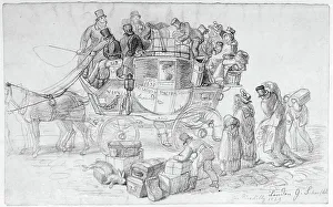 A West Country Mail Coach leaving Piccadilly, 1829 (pencil on paper) (b/w photo) A West Country Mail Coach leaving Piccadilly, 1829 (pencil on paper) (b/w photo)