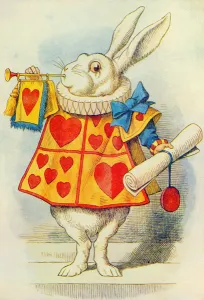 The White Rabbit, illustration from Alice in Wonderland by Lewis Carroll The White Rabbit, illustration from Alice in Wonderland by Lewis Carroll