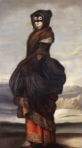 Winter: A Lady, full-length, in Exotic Costume, wearing a Mask, in a Landscape () Winter: A Lady, full-length, in Exotic Costume, wearing a Mask, in a Landscape ()
