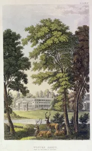 Woburn Abbey, from Ackermann's 'Repository of Arts', 1828 (colour litho) Woburn Abbey, from Ackermann's 'Repository of Arts', 1828 (colour litho)