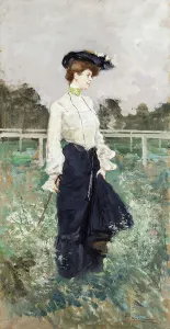 Woman Alone; Signora a San Siro, (bodycolour on paper laid on canvas) Woman Alone; Signora a San Siro, (bodycolour on paper laid on canvas)