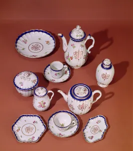 Part of a Worcester monogrammed tea service, c.1775 (porcelain) Part of a Worcester monogrammed tea service, c.1775 (porcelain)