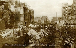 Wreckage Collection: World War 1: Lille after explosion of 11 January 1916 (postcard)