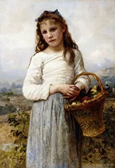 Adolphe William Bouguereau Collection: A Young Girl with a Basket of Fruit, 1905 (oil on canvas)