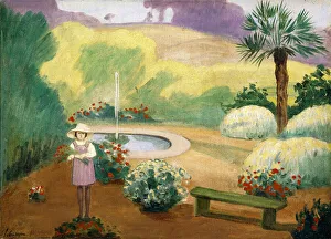 Young Girl near the Fountain, (oil on canvas) Young Girl near the Fountain, (oil on canvas)