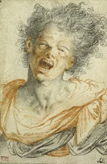 A Young Man Shouting; Un Jeune Homme Hurlant, (red and black chalk) A Young Man Shouting; Un Jeune Homme Hurlant, (red and black chalk)