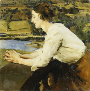 Young Woman on a Balcony, 1915 (oil on canvas) Young Woman on a Balcony, 1915 (oil on canvas)